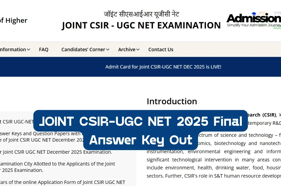Joint CSIR UGC NET December 2025 Final Answer Key Out