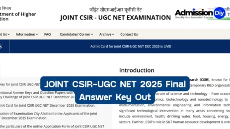 Joint CSIR UGC NET December 2025 Final Answer Key Out