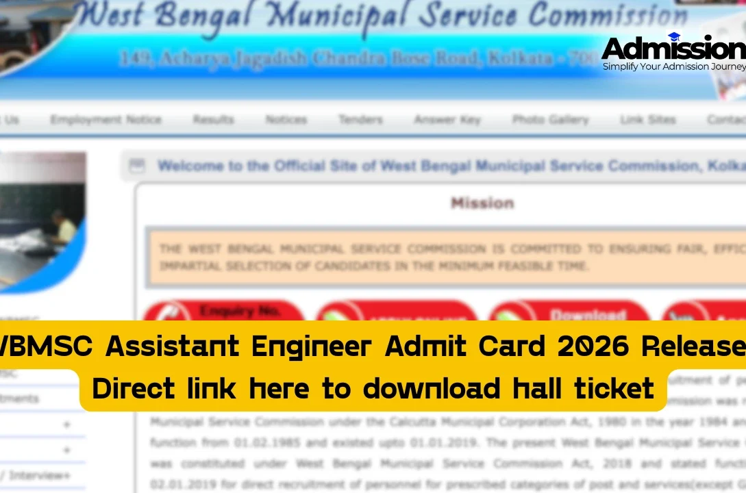 WBMSC Assistant Engineer Admit Card 2026 Released Direct link here to download hall ticket