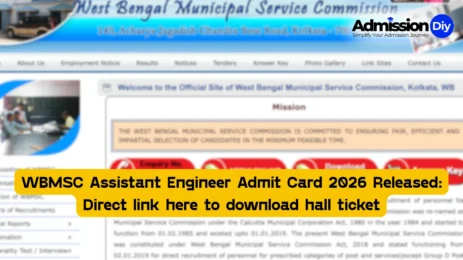 WBMSC Assistant Engineer Admit Card 2026 Released Direct link here to download hall ticket